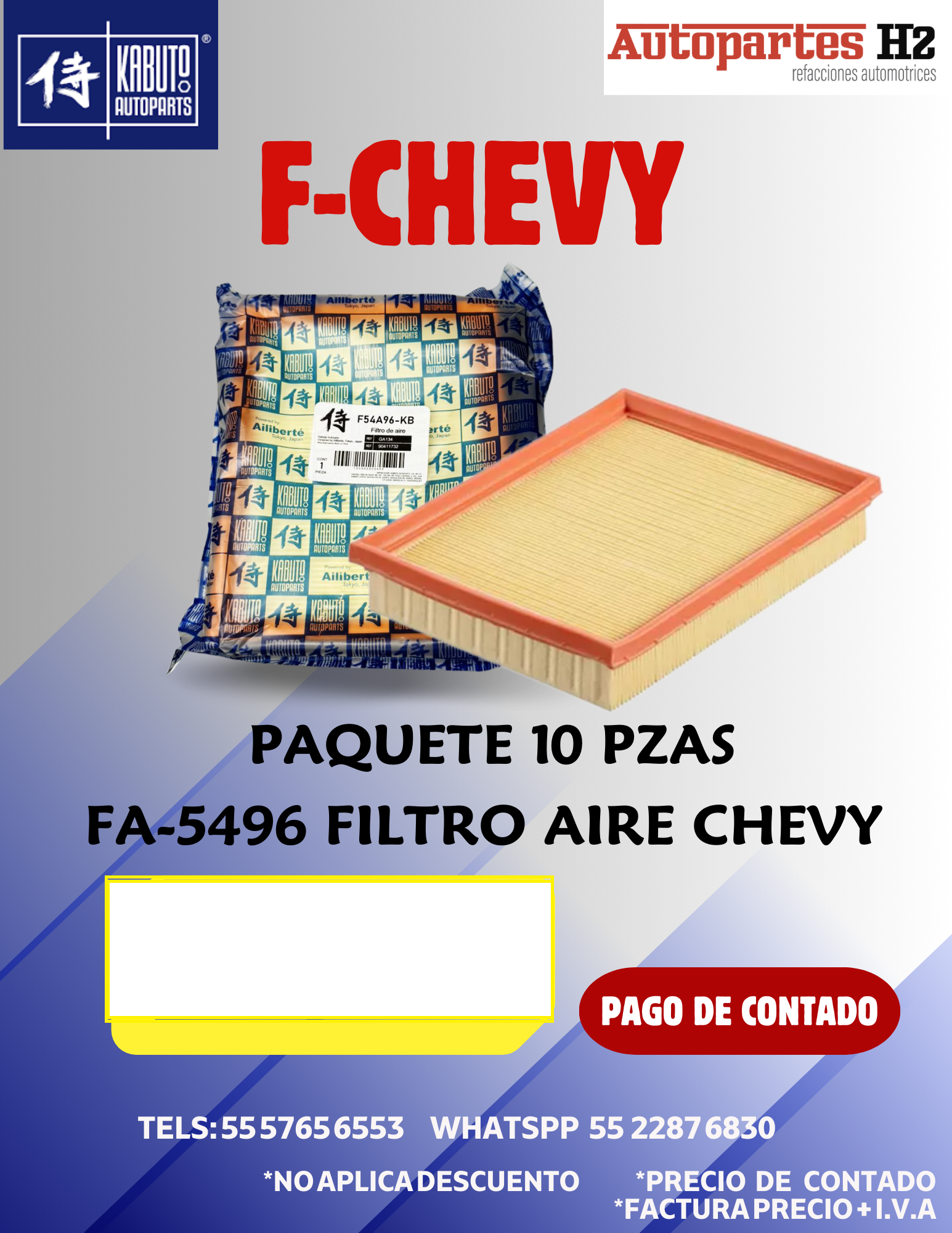PQ 10 FILTRO AIRE CHEVY KABUTO CONTADO